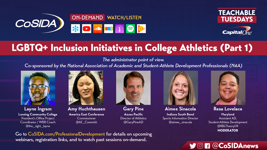 ON-DEMAND Webinar: LGBTQ+ Inclusion Initiatives in College Athletics (Part 1) – The administrator point of view.